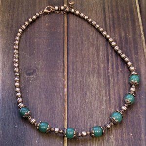 8mm Green Aventurine Beads Cradled by Copper Bead Caps with Copper Accent Beads